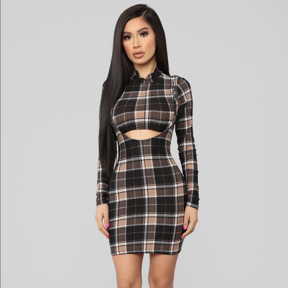 Major Plaid Dress - Black/Taupe 🌸🤍